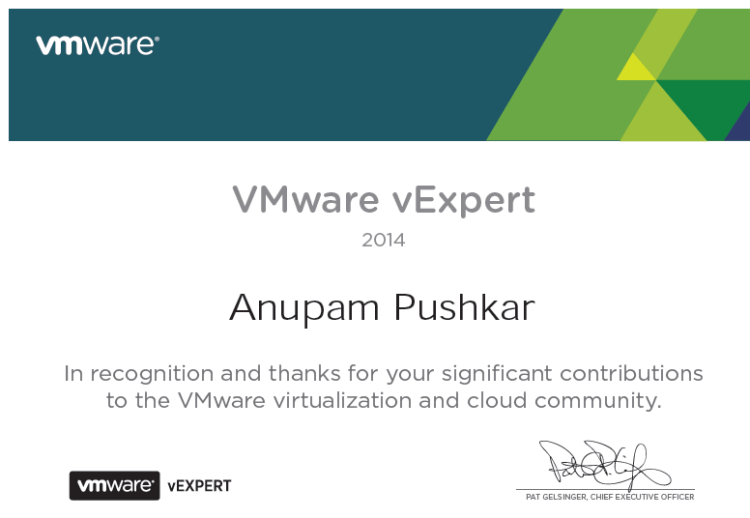 vExpert certificate 